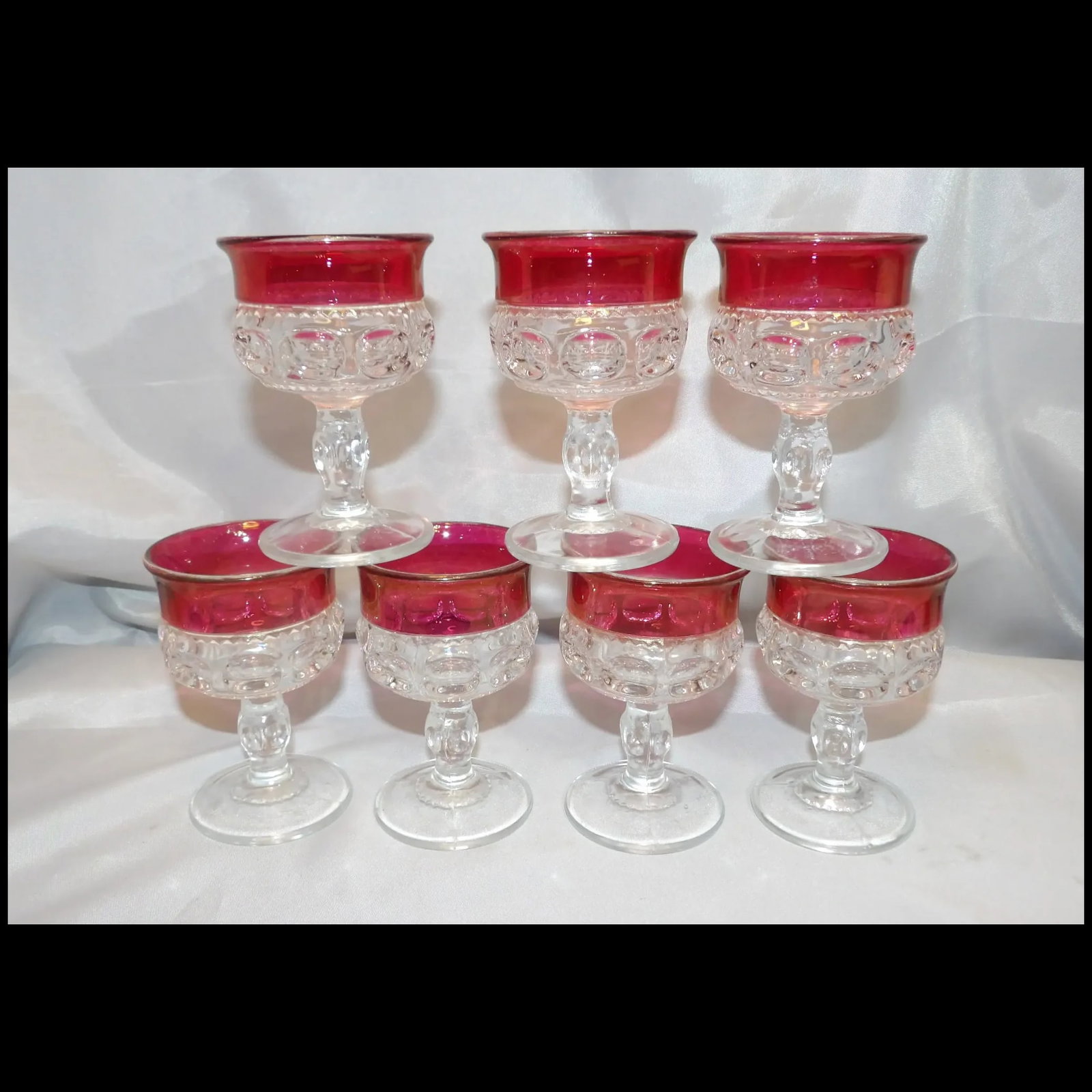 Tiffin Franciscan King's Crown Ruby Flash Stemware Cordial Glasses - 2