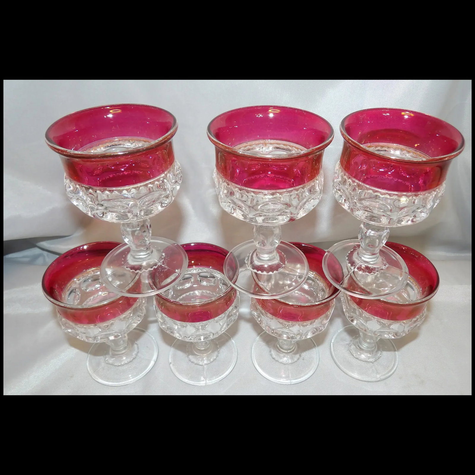 Tiffin Franciscan King's Crown Ruby Flash Stemware Cordial Glasses - 3