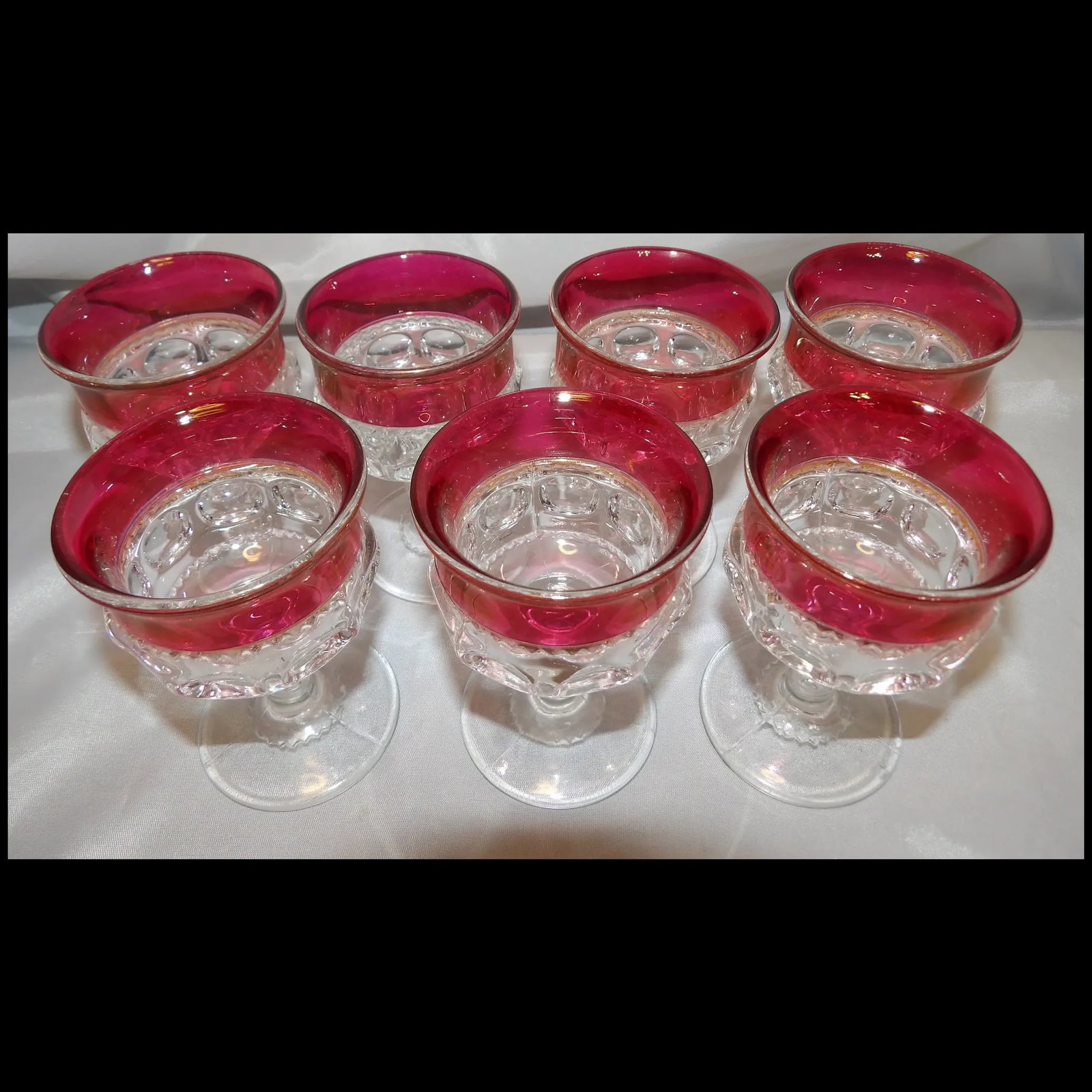Tiffin Franciscan King's Crown Ruby Flash Stemware Cordial Glasses - 4