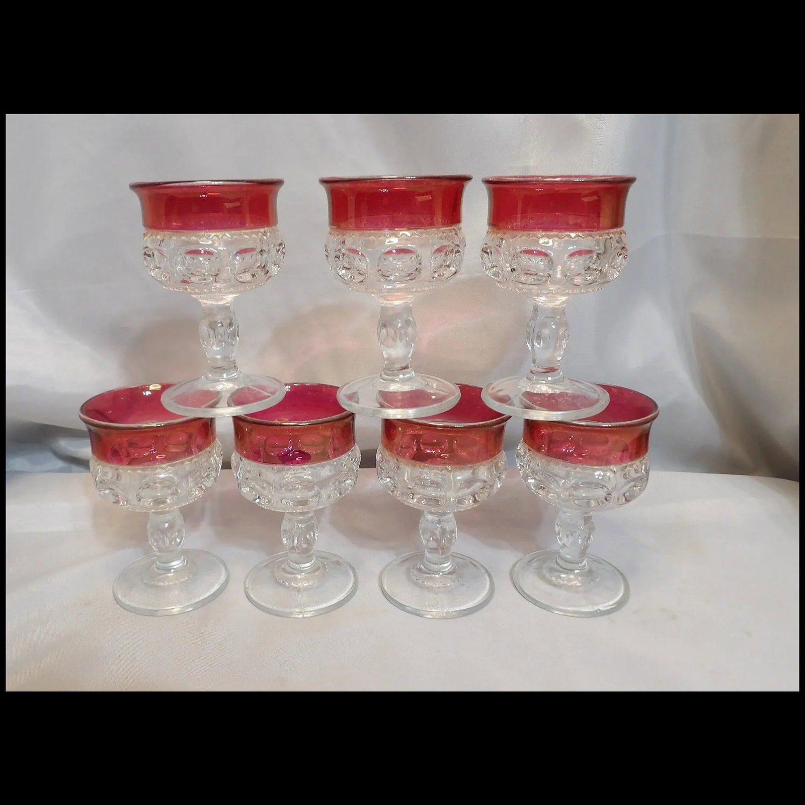 Tiffin Franciscan King's Crown Ruby Flash Stemware Cordial Glasses - 5