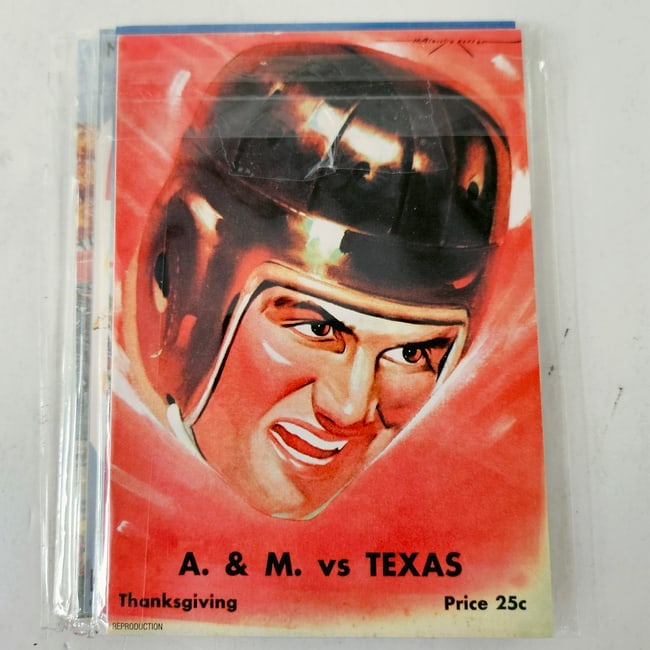Texas Longhorn Postcards Celebrating Texas Collegiate Football History: Title: Texas Longhorn Postcards Celebrating Texas Collegiate Football History Description: Each postcard is new and depicts game programs from different games in Texas collegiate football history. Set