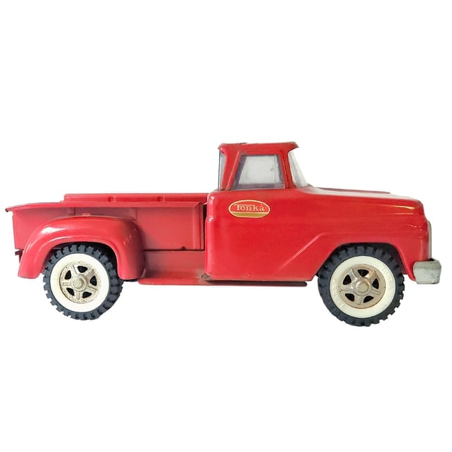 1968 All Red Tonka Dodge Stepside Pickup Truck: Title: 1968 All Red Tonka Dodge Stepside Pickup Truck Description: 1968 All Red Tonka Dodge Stepside Pickup Truck This rare pressed steel 1968 Tonka truck, is all classic red with white wall tires