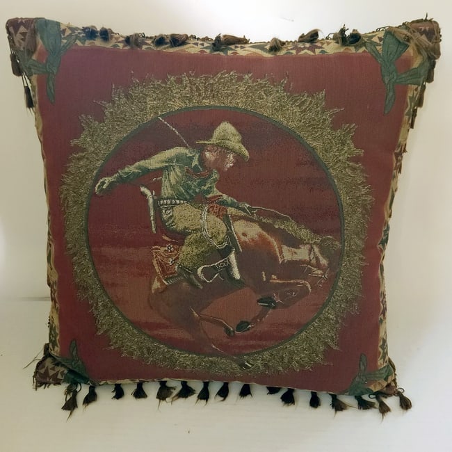 Busting Bronco Western Themed Decorative Pillow (1 of 6)