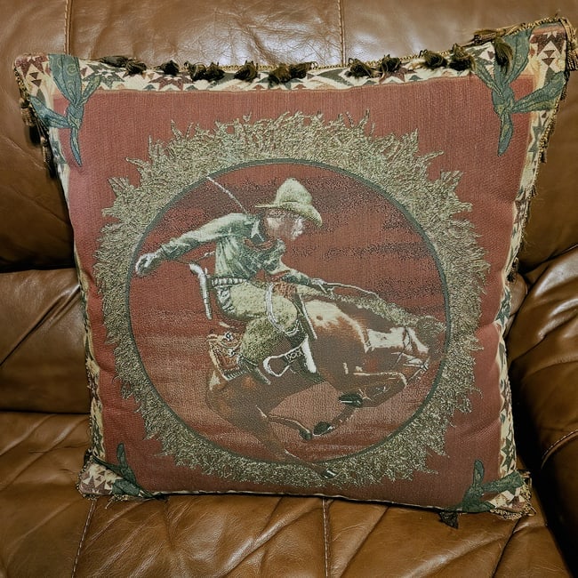 Busting Bronco Western Themed Decorative Pillow - 2