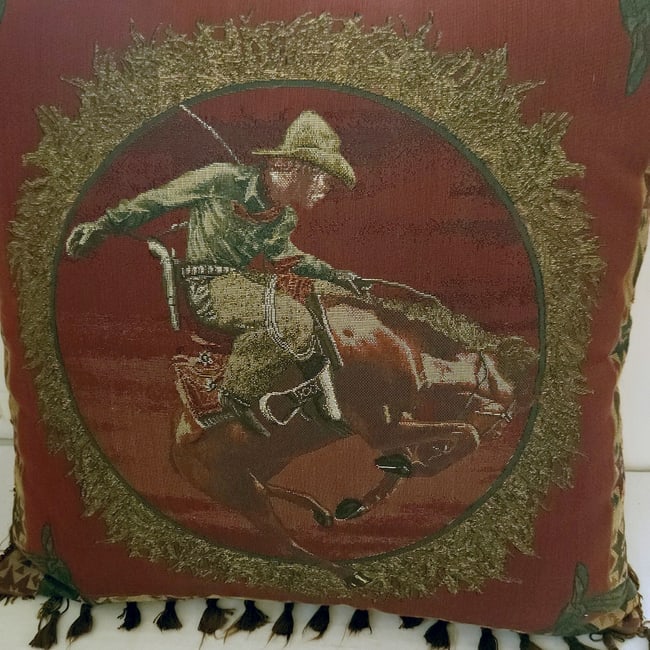 Busting Bronco Western Themed Decorative Pillow - 3