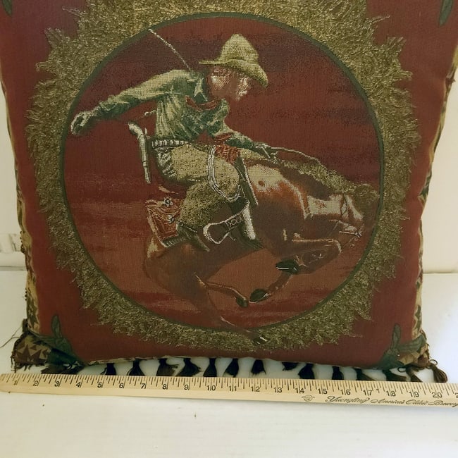 Busting Bronco Western Themed Decorative Pillow - 4