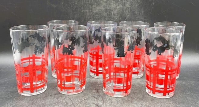 1950's SCOTTIE DOG Glass Tumblers (1 of 6)