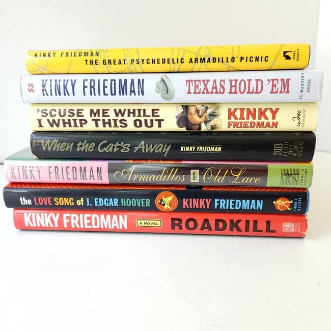 Kinky Friedman Book Lot set of 7: Title: Kinky Friedman Book Lot set of 7 Description: All in excellent condition All have dust jackets Roadkill 1st Ed 1997 The Love Song of J. Edgar Hoover 1st Ed 1996 When The Cat's Away 1st Ed 1988 