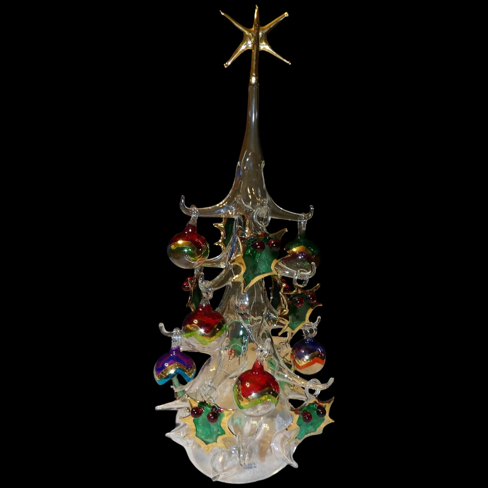 Soffieria Parise Vetro Italy Hand Blown Glass Christmas Tree 13" w/ 16 Ornaments (1 of 10)