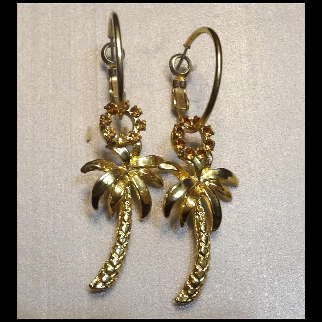 Palm Tree Gold Tone Palm Tree Post Earrings - 4