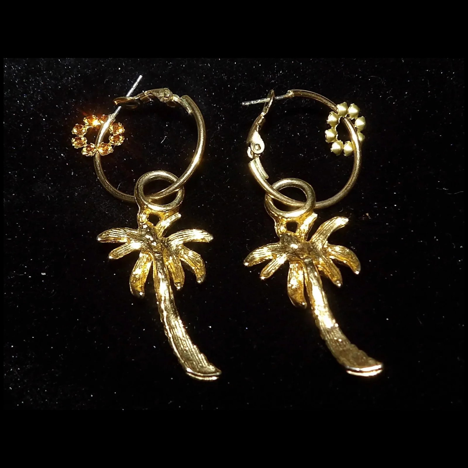 Palm Tree Gold Tone Palm Tree Post Earrings - 5