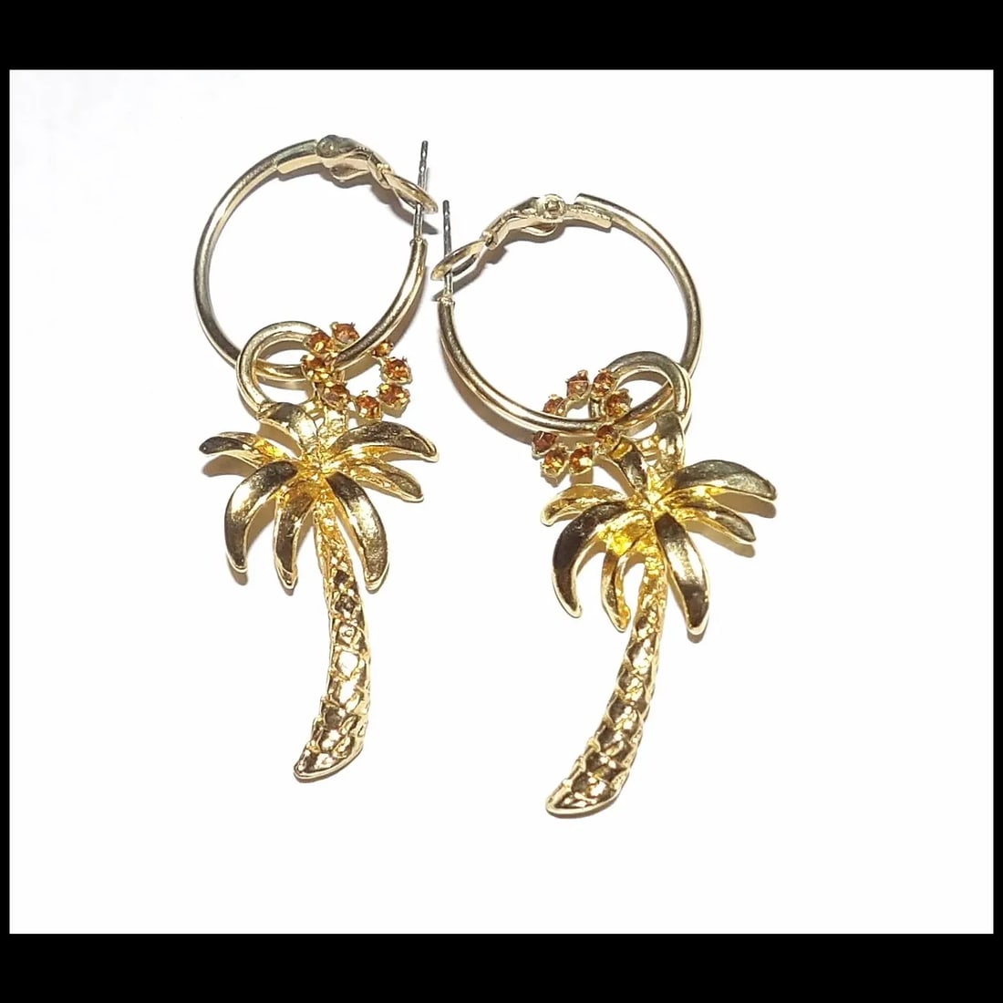 Palm Tree Gold Tone Palm Tree Post Earrings - 6
