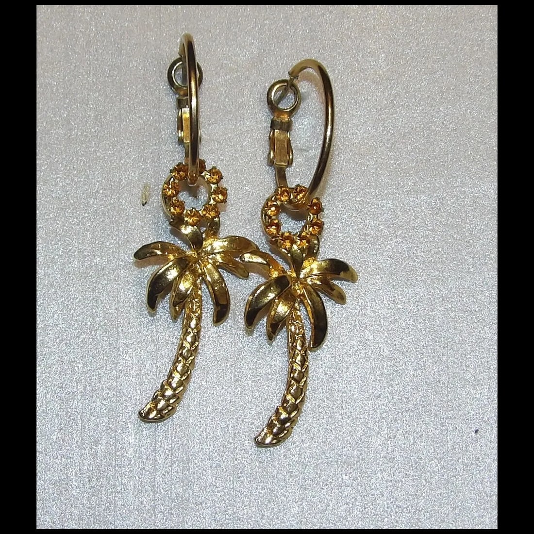 Palm Tree Gold Tone Palm Tree Post Earrings - 7