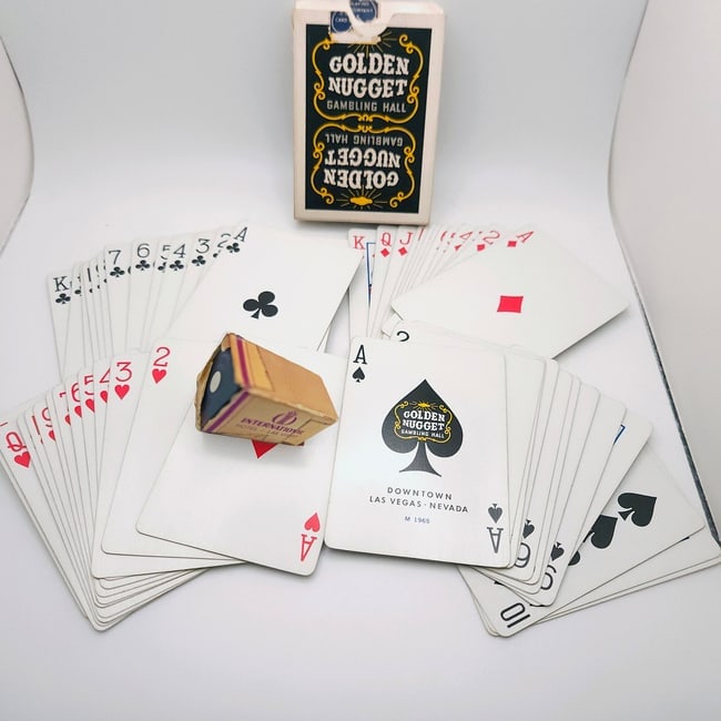 1965 Golden Nugget Casino Playing Cards (Black) with International Hotel Dice (1 of 12)