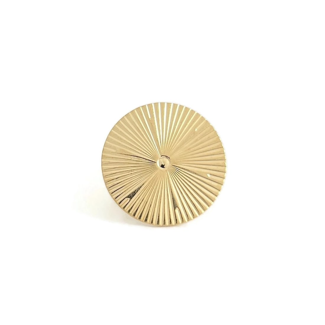 Vintage 1960's Fluted Round Disc Pin Tie Tack 14K Yellow Gold, 1.49 Grams (1 of 8)