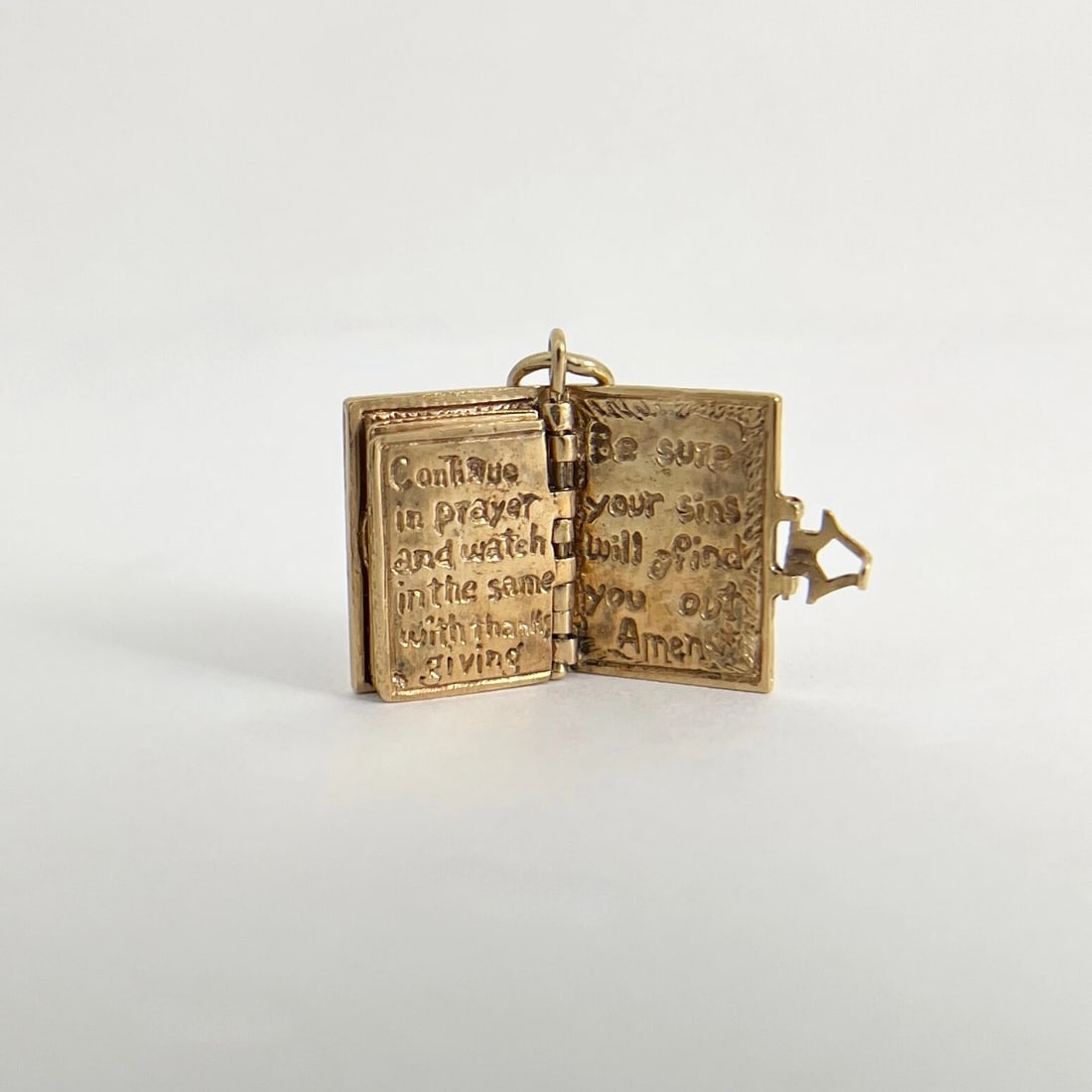 Vintage 1950's Holy Bible Movable Charm 12K Yellow Gold, 5.65 Grams - 5