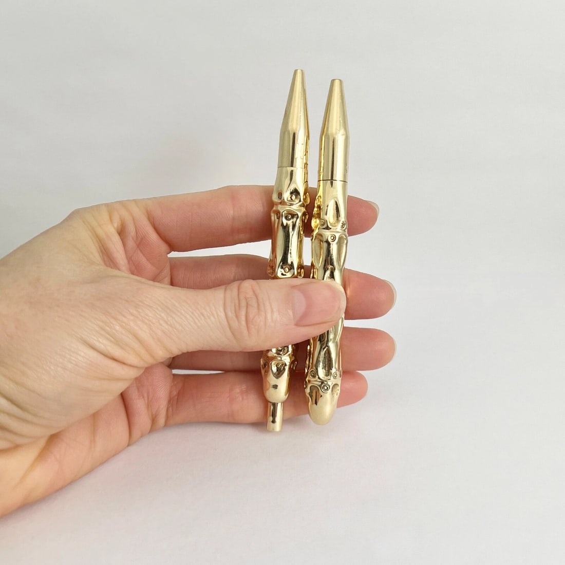 Vintage 1940's Louis Tamis Bamboo Pen and Pencil Set 14K Yellow Gold, 52.11 Gram - 2