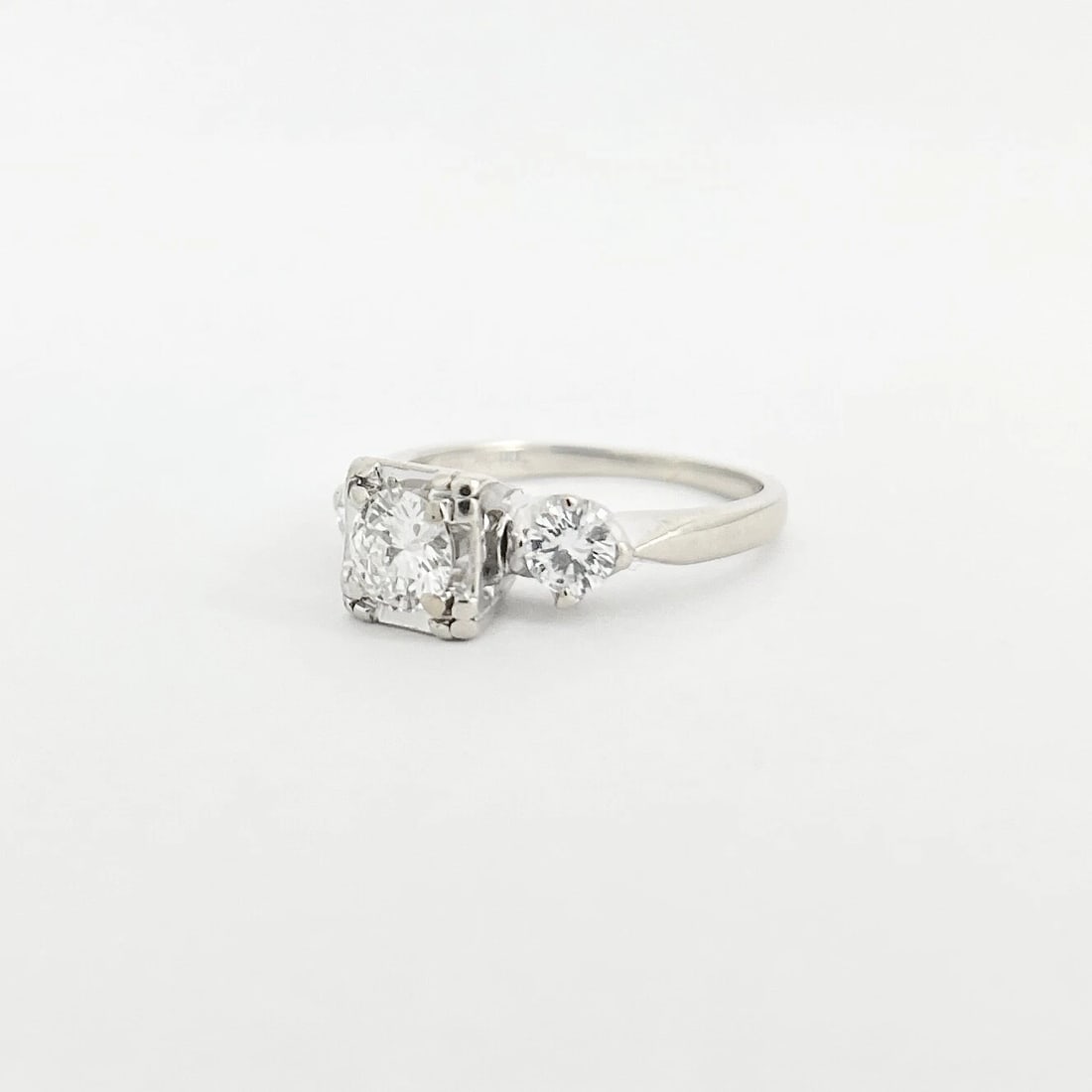 Vintage 1950's 1960's Diamond Engagement Ring 14K White Gold, .77 CTW, 2.89 Gr - 8