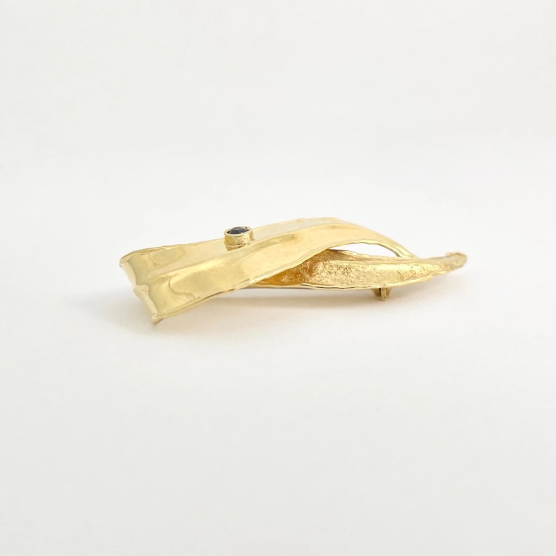 Vintage De Rejilus Sapphire Ribbon Brooch Pin 18K Yellow Gold, 6.29 Gr - 7