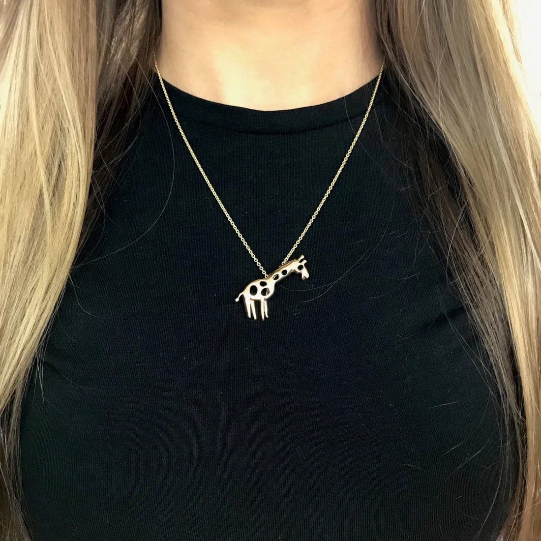 Vintage Giraffe Animal Necklace Pendant 12K Yellow Gold, 3.77 Grams - 5