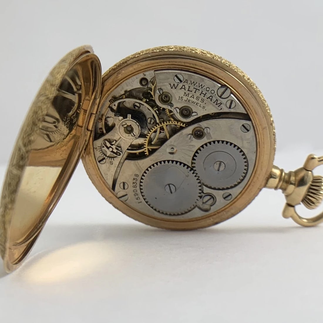 Antique Waltham Ornate Pocket Watch 14K Yellow Gold, 1900-1910, 35 mm, 38.8 Gram - 3