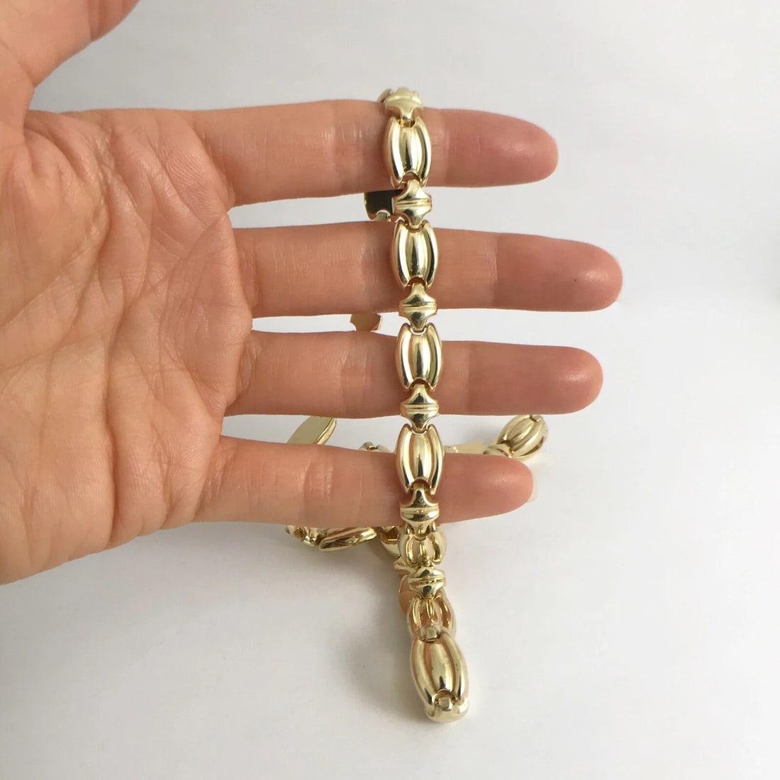 Vintage Italian Oval Chain Link Necklace 14K Yellow Gold, 16.5 Inches, 27.37 Gr - 2