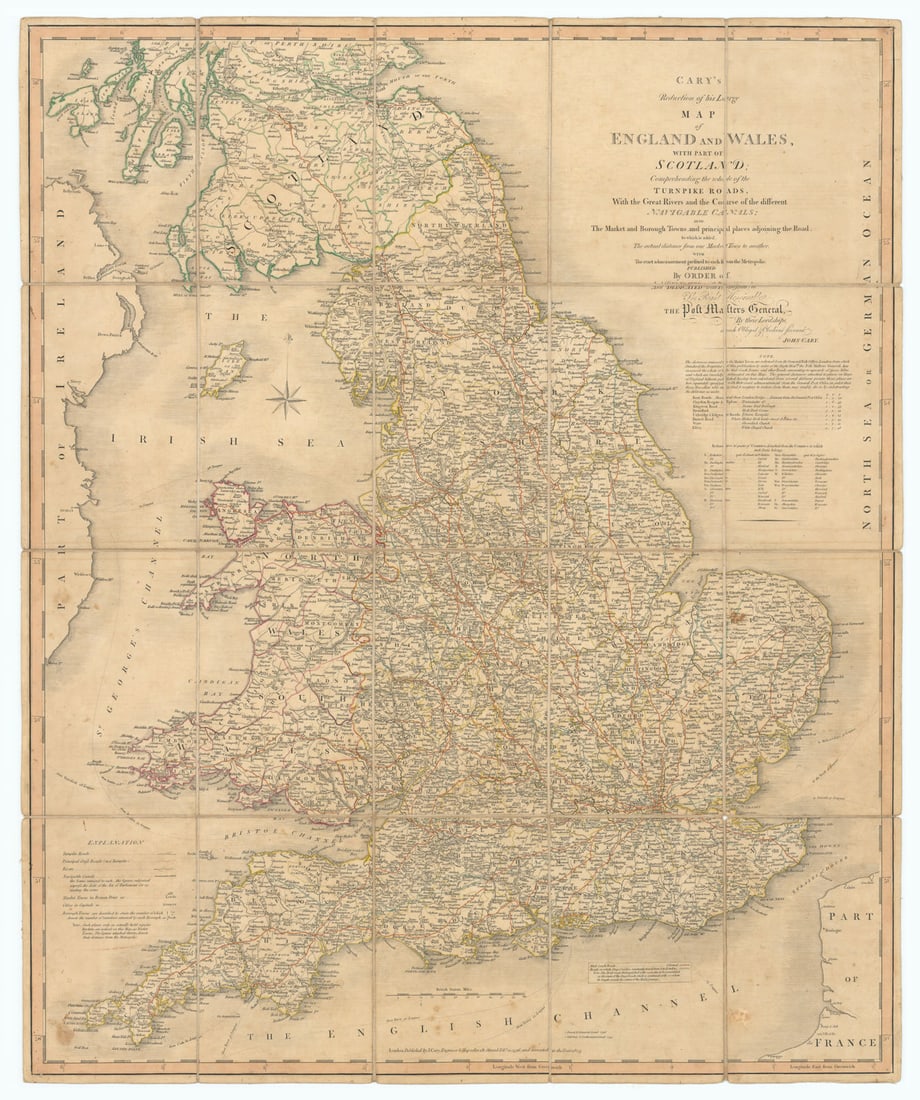 Cary's reduction of his large map of England & Wales'. Turnpikes canals &c 1805: Title: Cary's reduction of his large map of England & Wales'. Turnpikes canals &c 1805 Description: Cary's Reduction of his large Map of England & Wales, with part of Scotland, comprehending the w