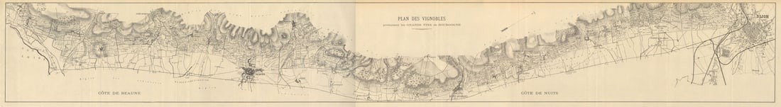 Vignobles Grands Vins de Bourgogne. C?te d'Or. Burgundy wine map. RODIER 1935: Title: Vignobles Grands Vins de Bourgogne. Côte d'Or. Burgundy wine map. RODIER 1935 Description: Plan des Vignobles produisant les Grands Vins de Bourgogne' by Rodier, Camille. Published 1935. V