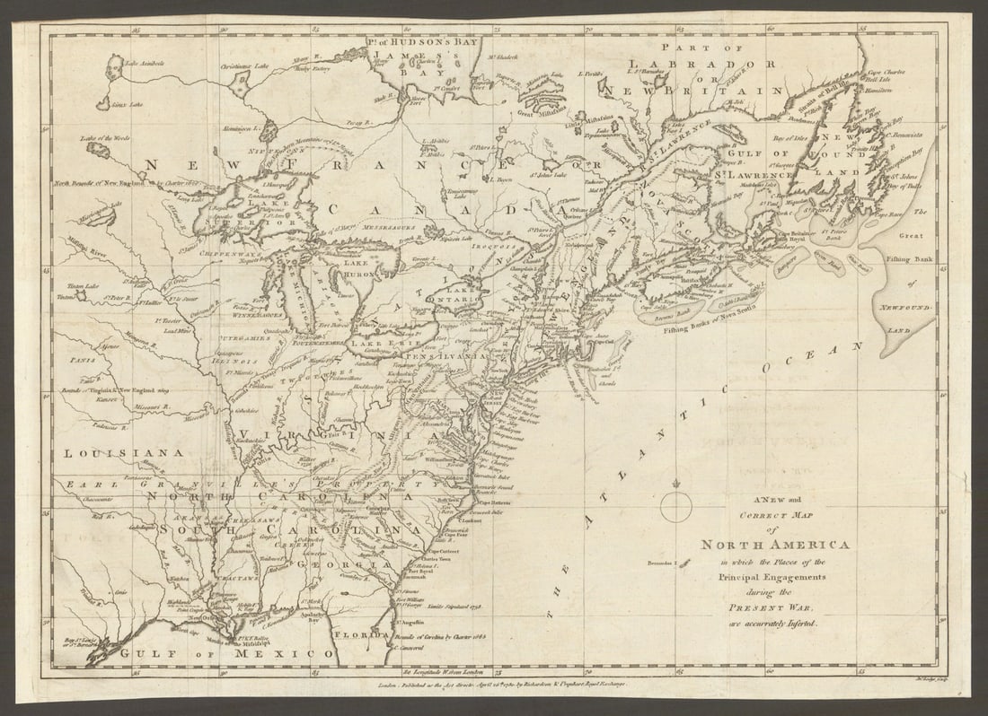 A New & Correct Map of North America in which the places? JOHN LODGE 1780 (1 of 1)