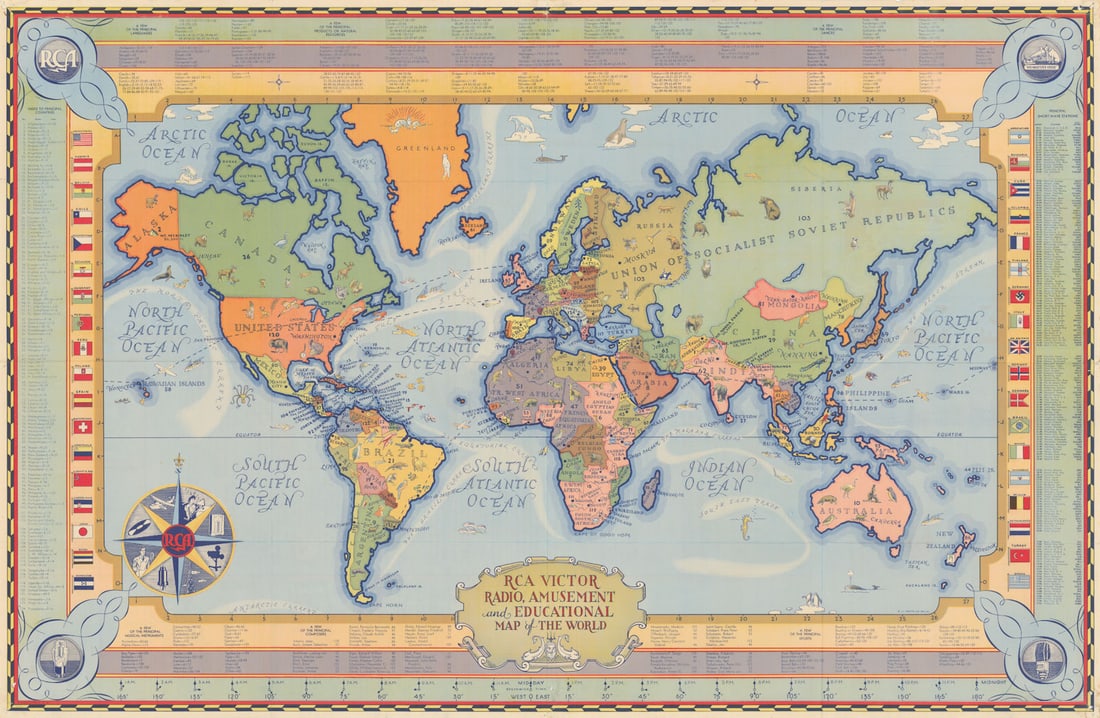 RCA Victor Radio, Amusement and Educational Map of the World 57x87cm 1939 (1 of 1)
