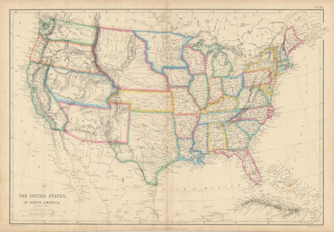 United States of North America. Early territorial boundaries. LOWRY 1860 map: Title: United States of North America. Early territorial boundaries. LOWRY 1860 map Description: The United States of North America (General Map)'. Scarce double page map of the United States showing