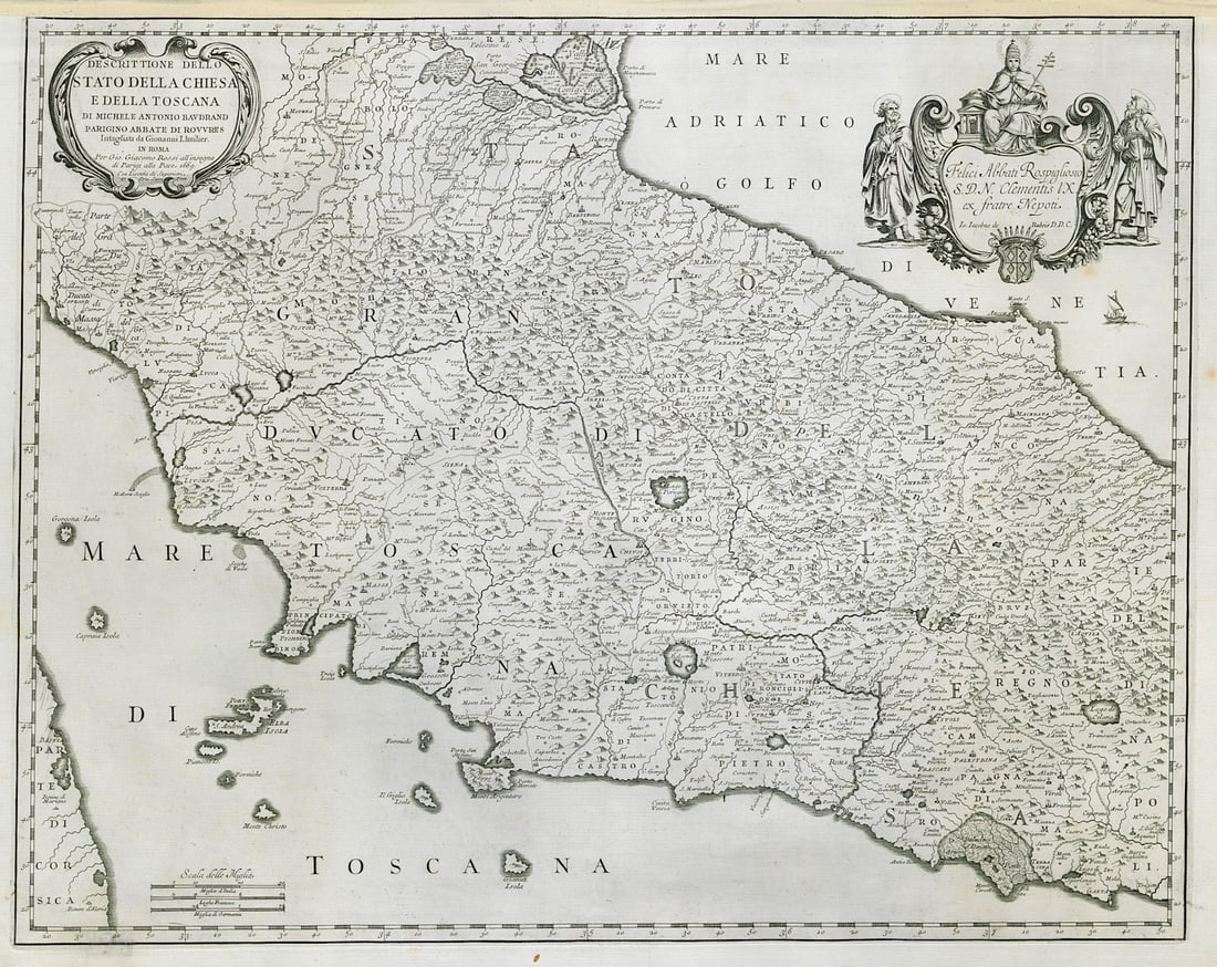 Descrittione dello Stato della Chiesa e della Toscana. ROSSI / BAUDRAND 1669 map (1 of 1)