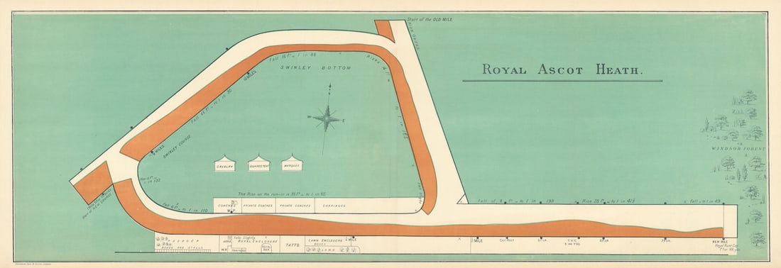 Royal Ascot Heath racecourse, Berkshire. BAYLES 1903 old antique map chart (1 of 1)