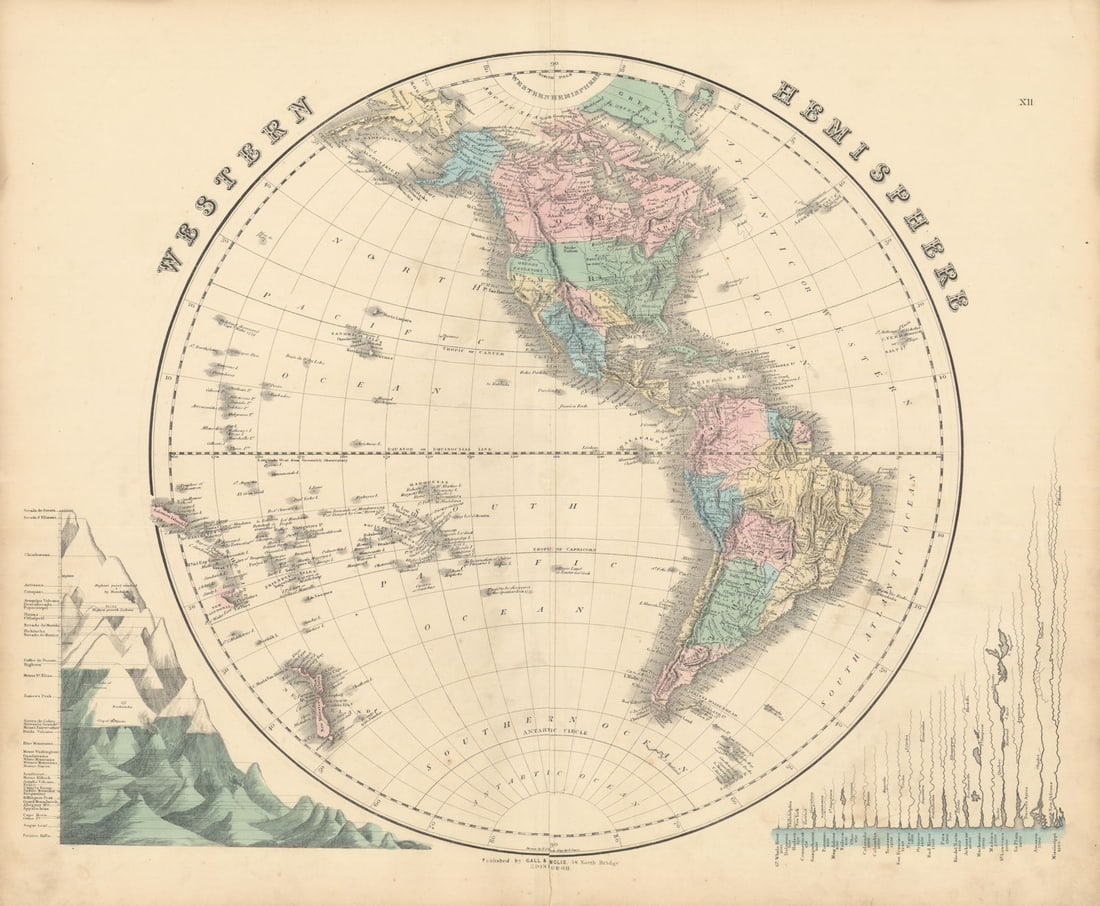 Western Hemisphere. Texas Republic. New Mexico Territory. GALL & INGLIS 1850 map: Title: Western Hemisphere. Texas Republic. New Mexico Territory. GALL & INGLIS 1850 map Description: Western Hemisphere'. A fascinating map, showing not only the Republic of Texas, but also New Mexico