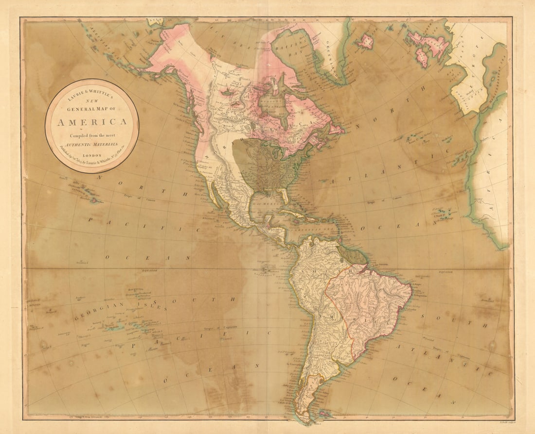 Laurie & Whittle's New General Map of America 1810 old antique plan chart (1 of 1)