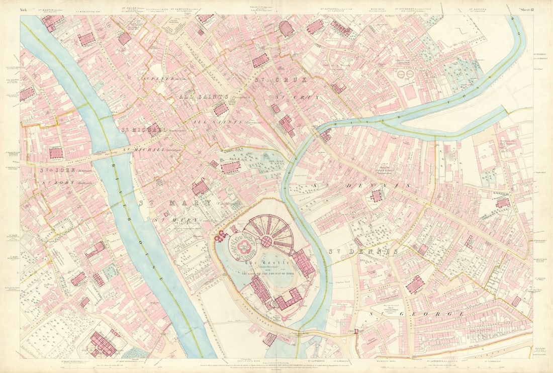 City of York #12 Castle Bishophill Walmgate Fossgate Hungate Aldwark OS 1852 map (1 of 1)