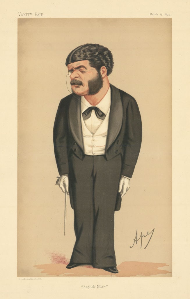 VANITY FAIR SPY CARTOON Arthur Sullivan 'English Music' Opera. By Ape 1874 (1 of 1)
