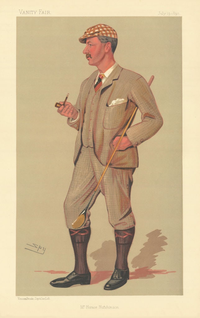 VANITY FAIR SPY CARTOON Mr Horace Gordon Hutchinson. Golfers 1890 old print (1 of 1)