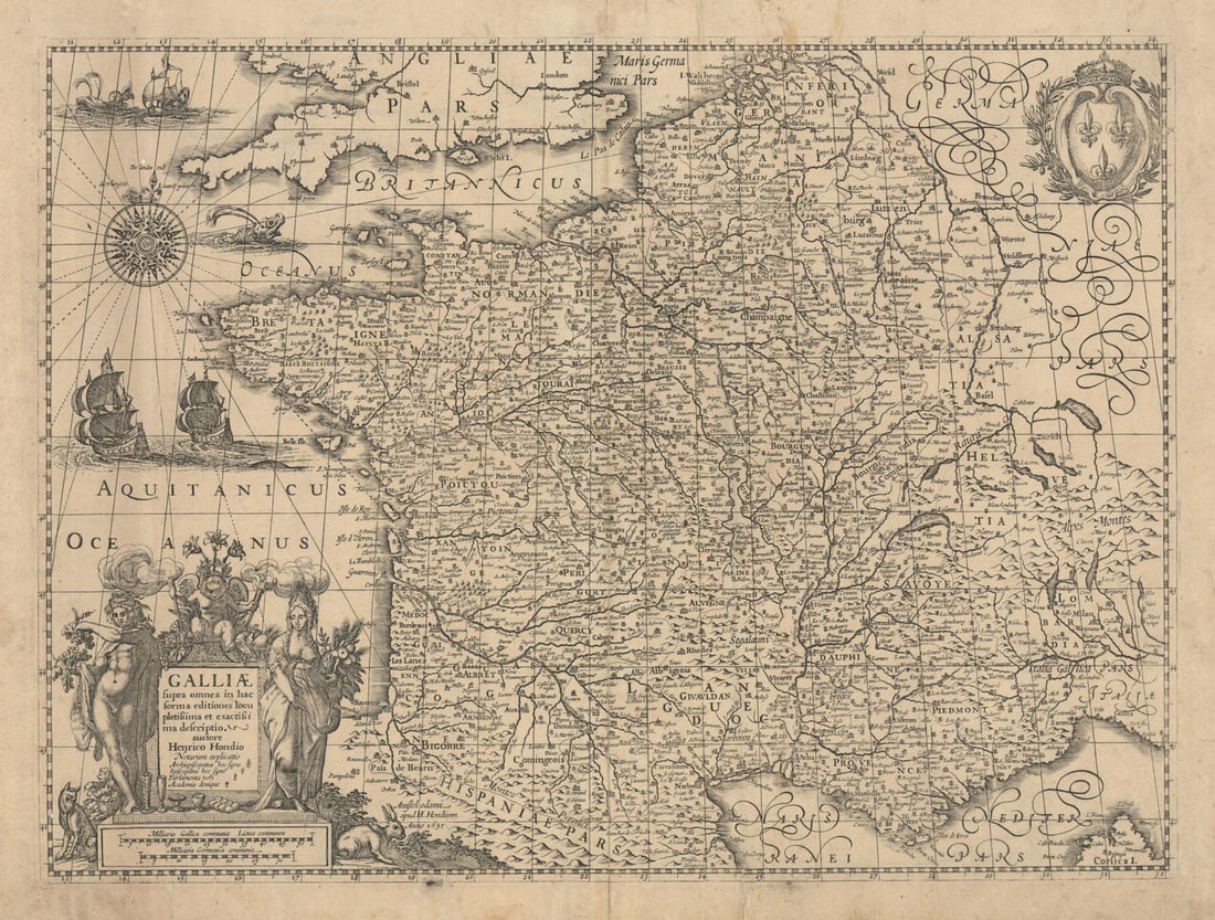 Galliae supra omnes in hac forma editiones locu pletissima? Hondius c1631 map: Title: Galliae supra omnes in hac forma editiones locu pletissima… Hondius c1631 map Description: Galliae supra omnes in hac forma editiones locu pletissima et exactissima descriptio [The fulles