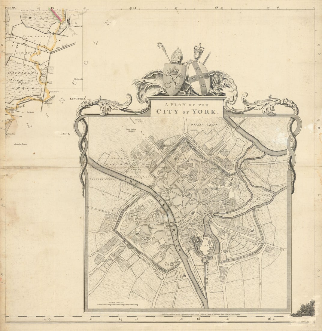 A Plan of the City of York by Thomas Jefferys. Yorkshire town city plan 1772 map (1 of 1)