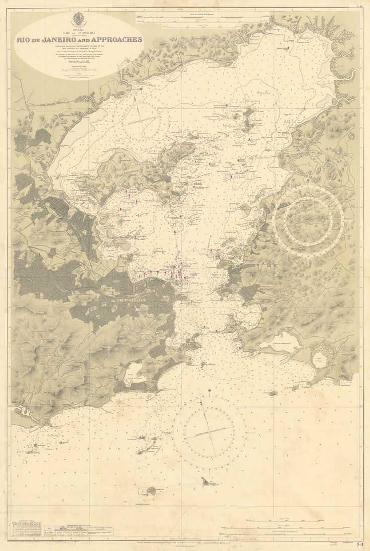 Brazil - Baia de Guanabara - Rio de Janeiro 541. Admiralty chart 1943 (1949) map (1 of 1)