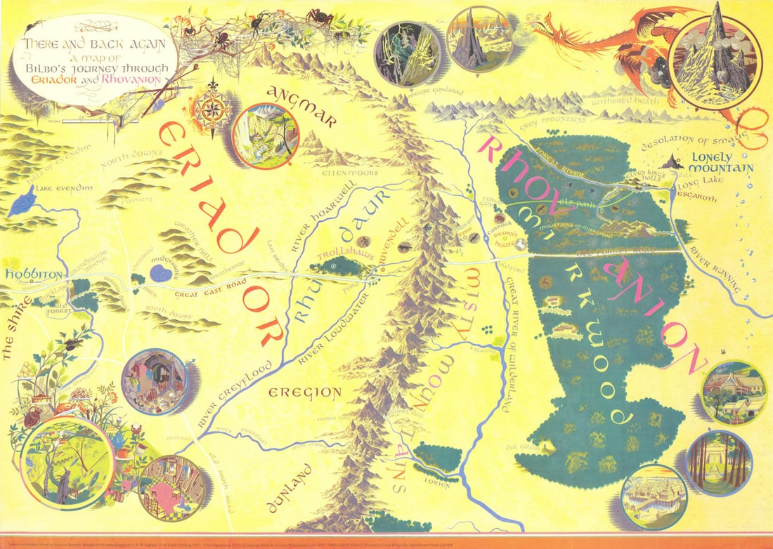 There & Back Again: A Map of Bilbo's Journey? Baynes/Tolkien 71x50cm 1976 (1971) (1 of 1)