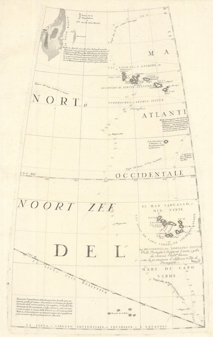 Coronelli Globe Gore. Azores & Cape Verde Islands/North Atlantic Ocean 1695 map: Title: Coronelli Globe Gore. Azores & Cape Verde Islands/North Atlantic Ocean 1695 map Description: [Untitled Globe Gore - Azores and Cape Verde Islands / Central North Atlantic Ocean]. A beautifully 