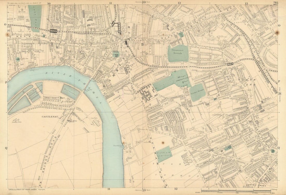 HAMMERSMITH & FULHAM Castlenau West Kensington Barons Court Earls Court 1886 map (1 of 1)