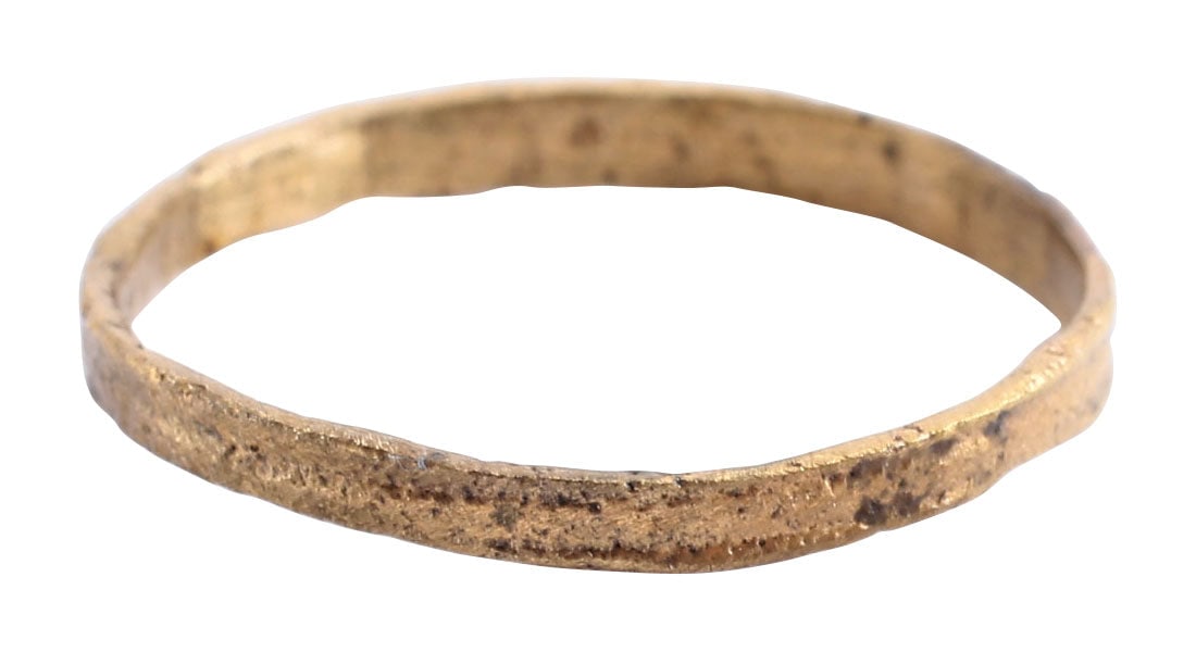 RARE VIKING WARRIOR’S BEARD RING, 9TH-11TH CENTURY: Circular with raised edges. 0.74” inside diameter 0.81” outside. The use of beard rings by Vikings is well documented though very few genuine examples survive. These large examples were