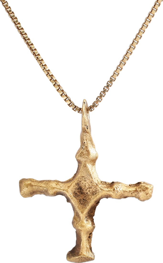 NORTHERN EUROPEAN CONVERT’S CROSS NECKLACE, 9th-10th CENTURY: The emergence from the Dark Ages is embodied in the rise to power of the Frankish King, Charlemagne in 768 (founder of the Holy Roman Empire after 800) followed by conquering southern Europe from
