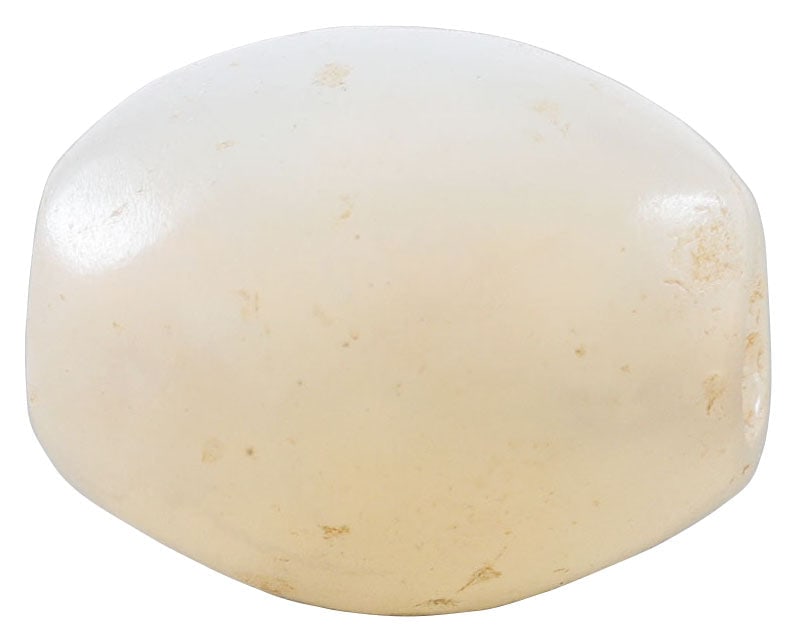 VIKING STONE BEAD, 9TH-11TH CENTURY AD: Fine variegated rock crystal with natural cleavage and color streaks. Elongated barrel form with slightly rounded ends. Just under ½” length (0.45”) and about 0.38” diameter.