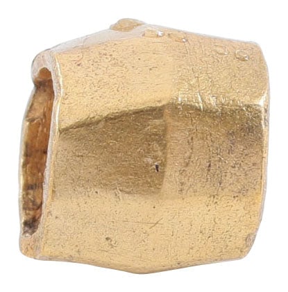 ANCIENT VIKING GILT BEAD, 9TH-11TH CENTURY AD: 6.1mm in length, about 1/4 inch. Hand formed from bronze, forged to hexagonal section with the center swelled to a ridge. Butted seam. Professionally refurbished with the 24karat gold overlay