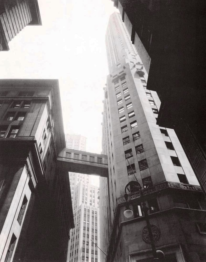 BERENICE ABBOTT - Stone and William Streets, NYC: Artist: BERENICE ABBOTT Print Title: Stone and William Streets, NYC Medium: Duotone Photo-lithograph Printed in: Japan, 1980’s Image Size: approx. 11 x 9.5” Berenice Abbott (1898 –