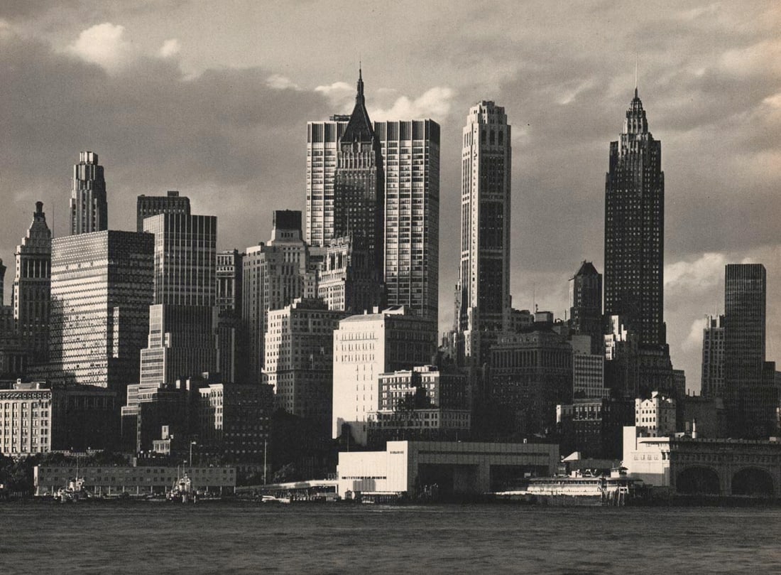 EVELYN HOFER - Manhattan from Governors Island: Artist: EVELYN HOFER Print Title: Manhattan from Governors Island Medium: Sheet-fed Gravure Printing Date: 1960's Printed in Switzerland Image Size: 8.25 x 10.75 inches Evelyn Hofer (1922-2009) was a 